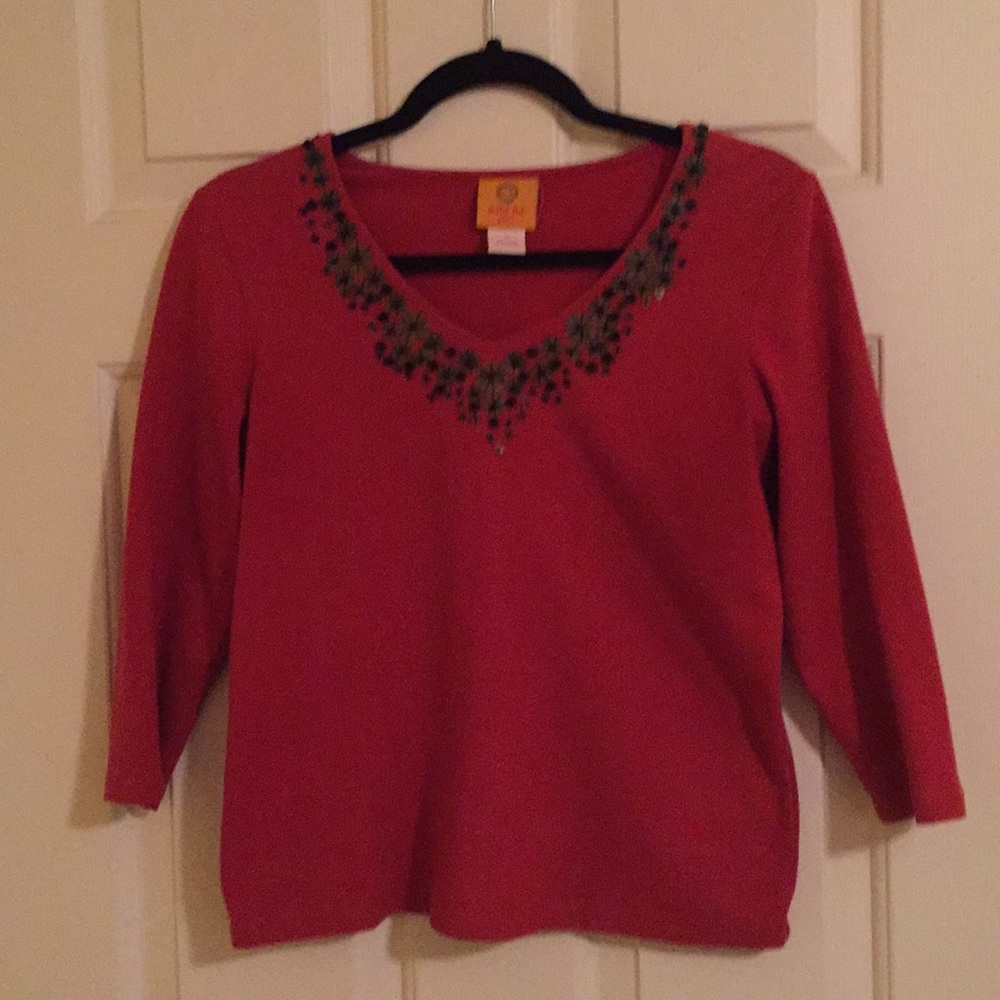 Ruby Rd Cotton & Spandex v neck pullover top.